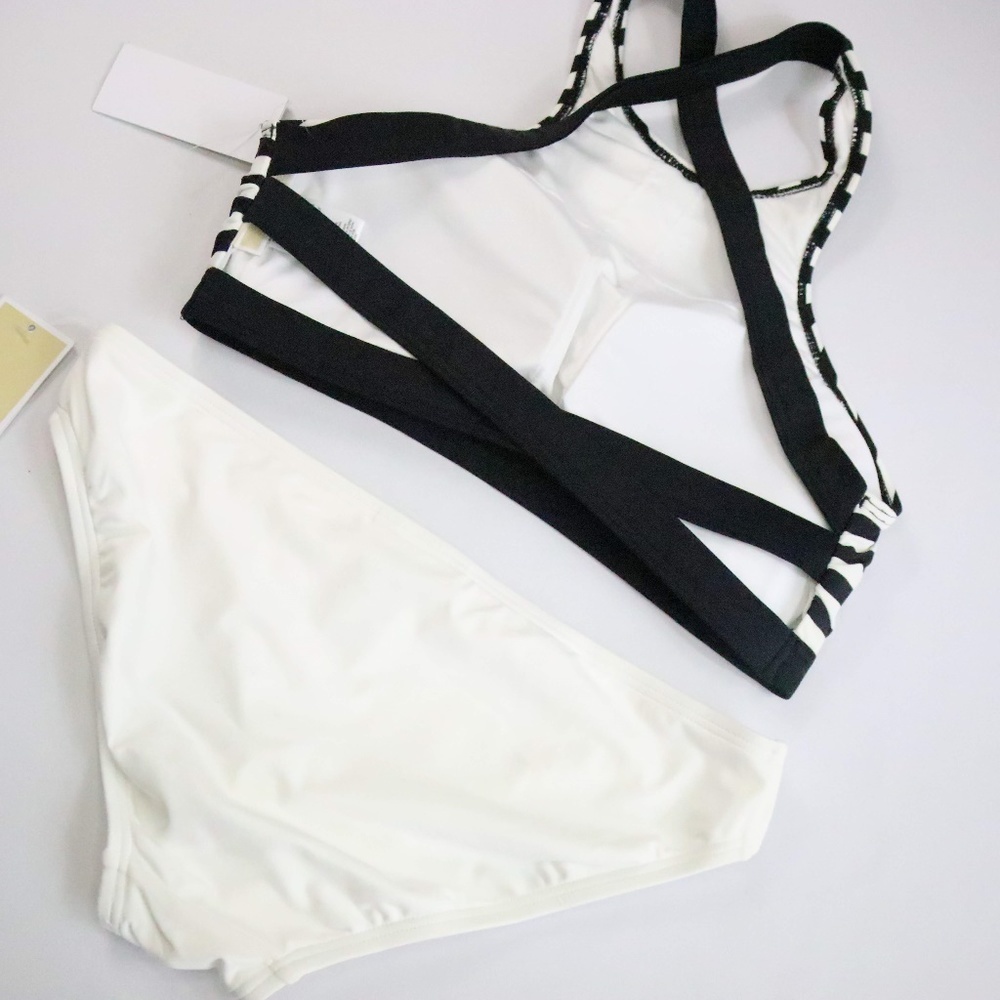MICHAEL KORS White & Black Stripe 2pc Bikini - Size Medium - Picture 7 of 7